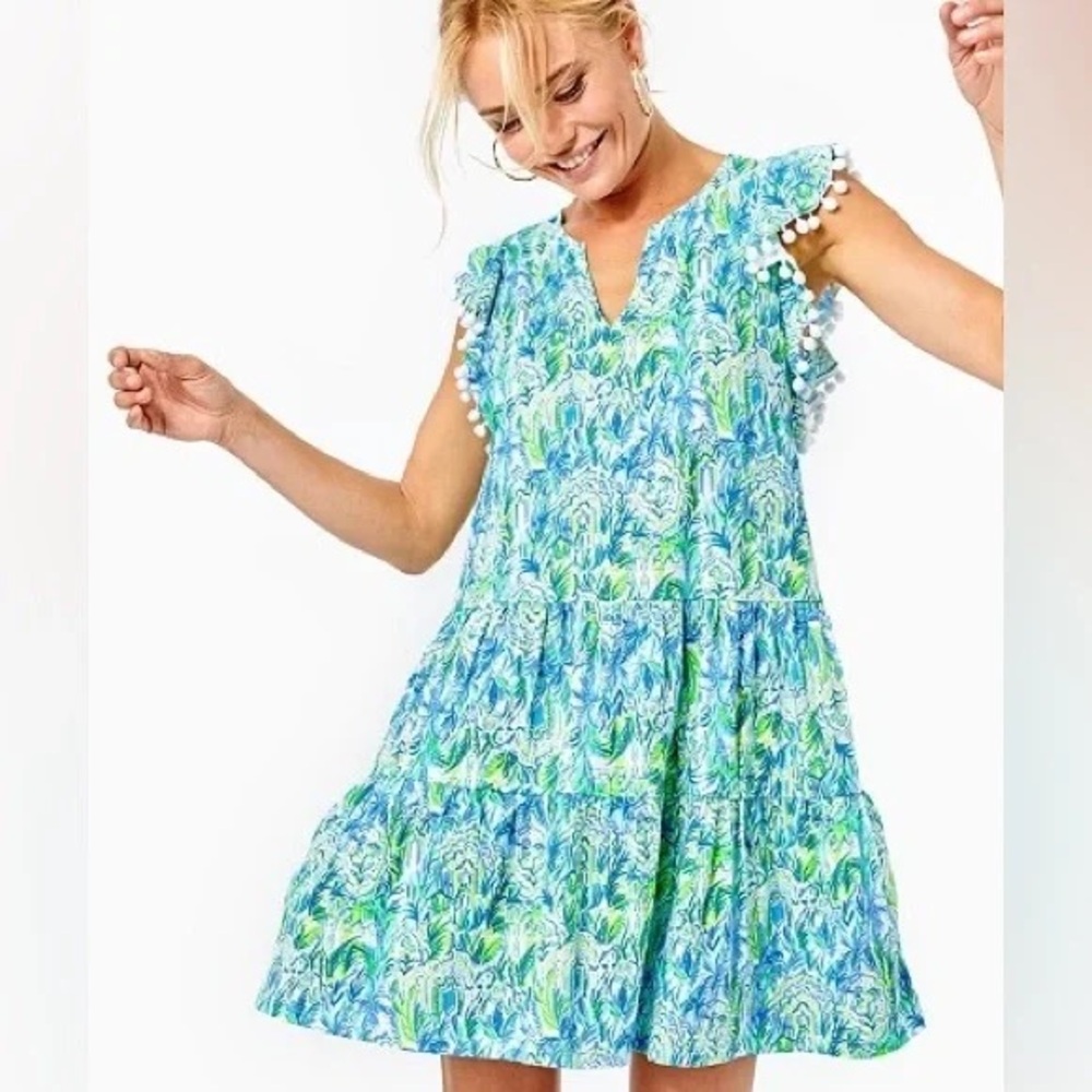Lilly Pulitzer Blue Teal Swing Dress Casual Summer Coastal Resortwear Small